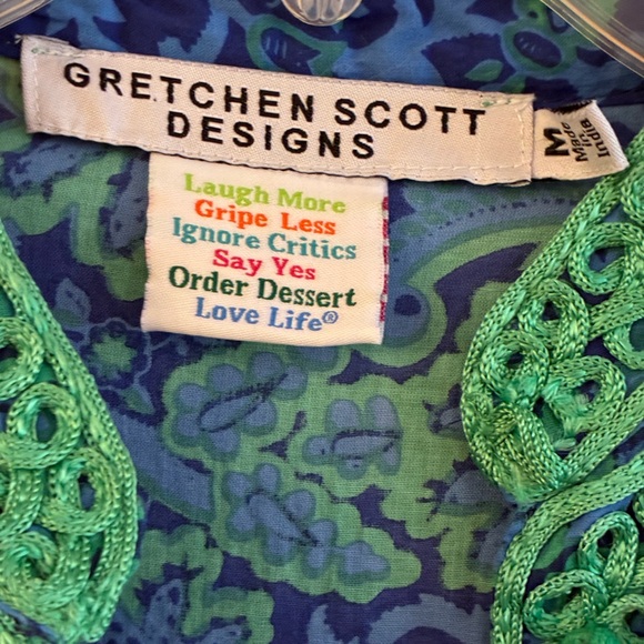 Gretchen Scott Designs Blue and Green Floral Tunic - Picture 2 of 4
